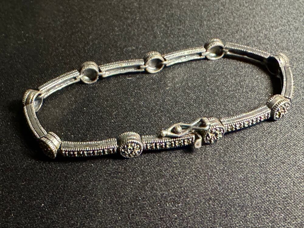 Vintage 925 Sterling Judith Jack Marcacites 6.75 Bracelet